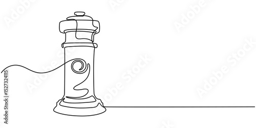 Fire hydrant isolated on white background. One line continuous fire hydrant. Line art outline vector illustration, Single continuous line drawing 
jets of water that came out of the hydrant.