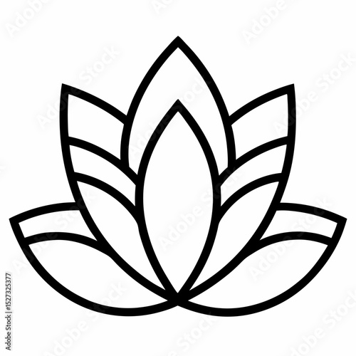 Stylized Lotus Flower: A minimalist line art illustration of a lotus flower, symbolizing purity, enlightenment, and spiritual growth.