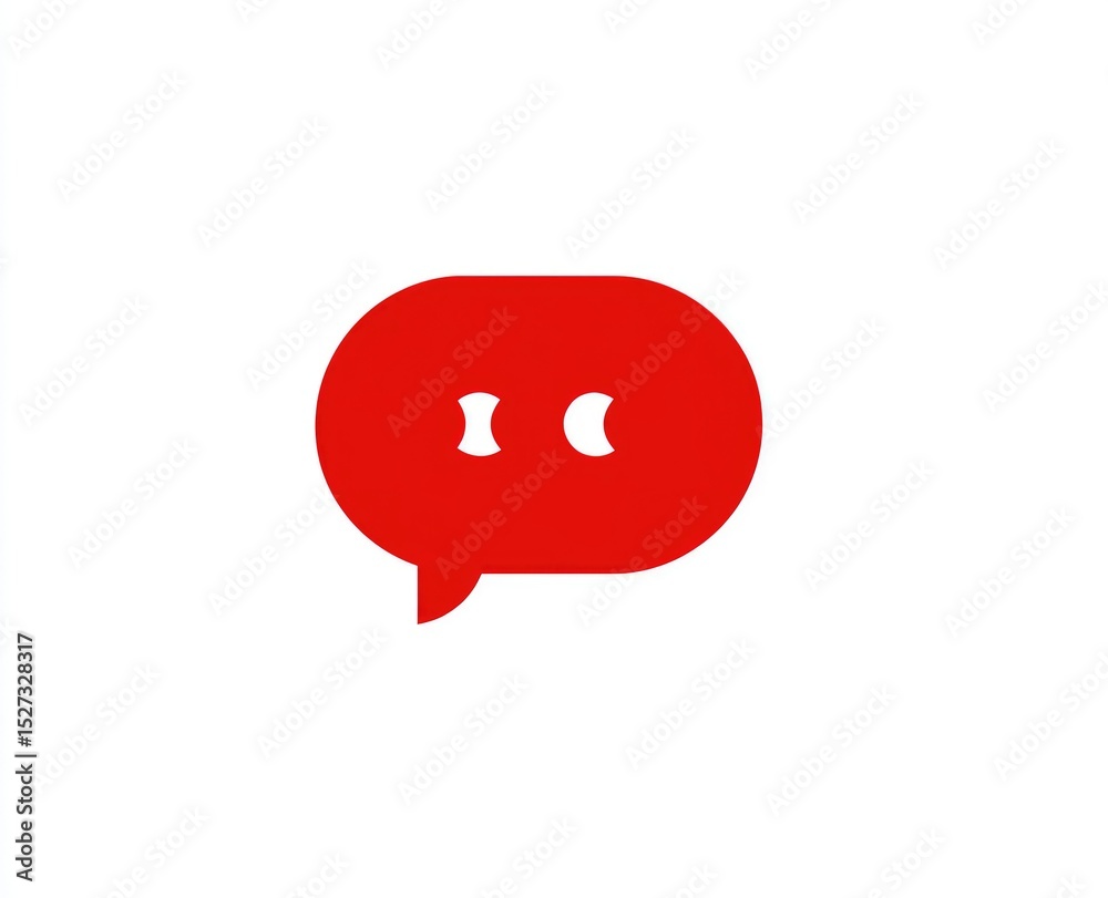 Fototapeta premium A simple red speech bubble icon with two white quotation marks inside, representing communication or messaging