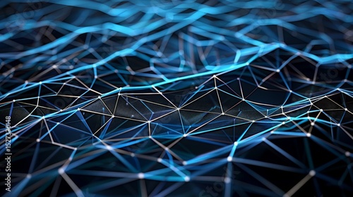 Abstract Network of Lines and Nodes on Dark Background