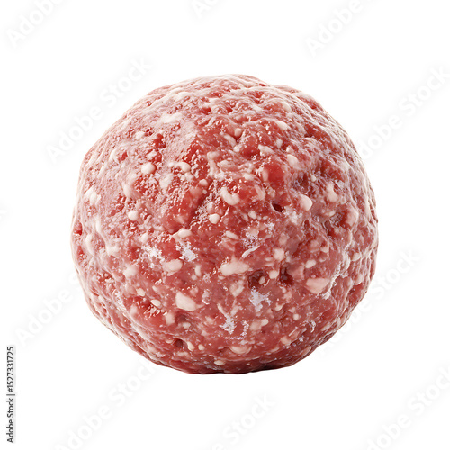 Raw ground beef meatball isolated on black background for cooking and food photography use on transparent background