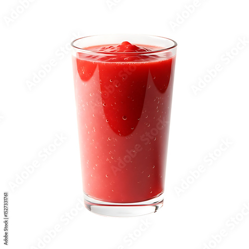 Refreshing strawberry smoothie recipe healthy red smoothie in glass on black background isolated image on transparent background