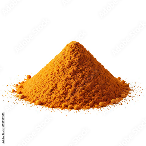 Turmeric powder spice culinary ingredient healthy cooking antioxidant rich golden spice vibrant color 100g bulk on transparent background