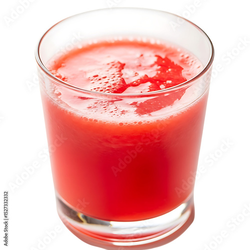 Freshly squeezed watermelon juice in glass healthy summer drink refreshing beverage vibrant red color thirst quencher on transparent background