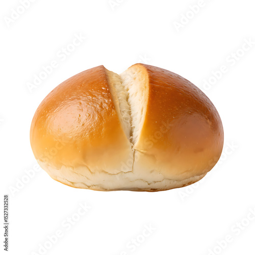 Isolated kaiser roll bread fresh baked golden brown delicious food bakery product on black background image on transparent background