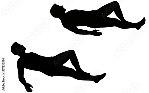 Set of man sleeping  full black silhouette vector illustration design