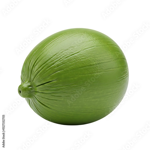 Fresh green coconut fruit tropical healthy food nutrition diet refreshment isolated black background view on transparent background