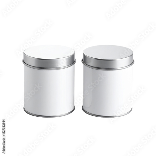 Wallpaper Mural Two white metal tins with silver lids isolated on transparent background Torontodigital.ca