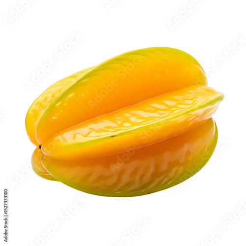 Star fruit carambola exotic fruit tropical healthy food sweet juicy fresh ripe yellow fruit isolated object 100 on transparent background