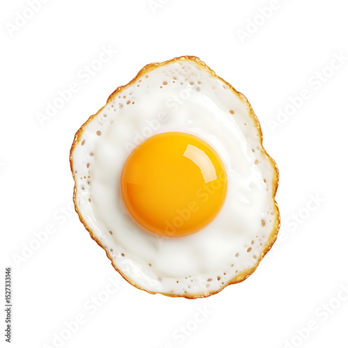 Stock photo of a fried egg isolated on black background perfect for breakfast menu and food photography on transparent background