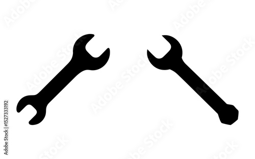 Set of wrench spanner full black silhouette vector illustration design