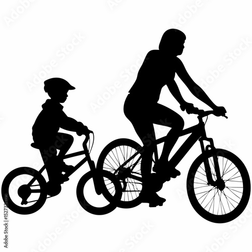 silhouette of a girl with bicycle
