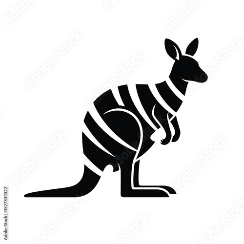 Striped kangaroo silhouette icon design