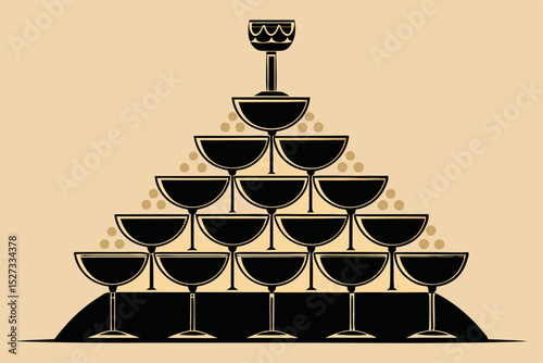 Art Deco Champagne Pyramid Elegant Party Celebration Graphic
