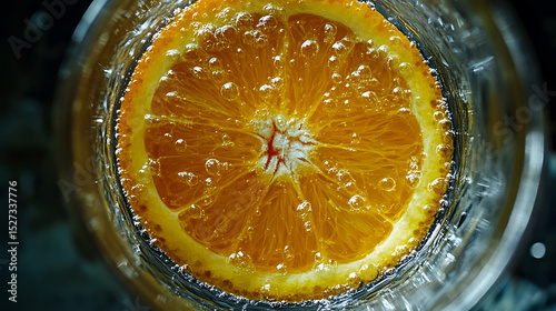 Refreshing Slice of Orange in Sparkling Water Captures the Essence of Summer Hydration