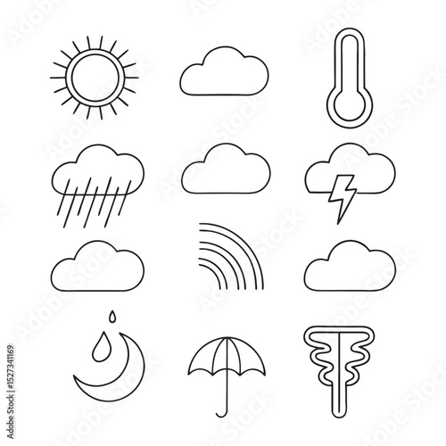 Weather simple line art icons.