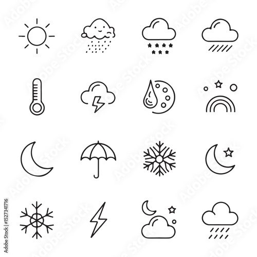 Weather simple line art icons.