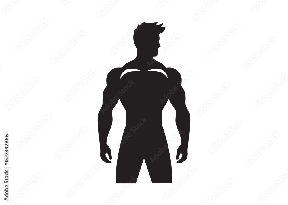 Fototapeta premium A man with a muscular build is standing Silhouette Vector