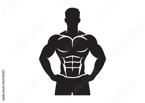 A man with a muscular build is standing Silhouette Vector