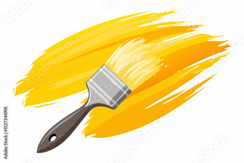 Yellow paint brush stroke illustration design element