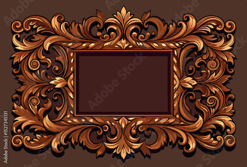 Ornate Baroque Style Wooden Picture Frame with Brown Accents