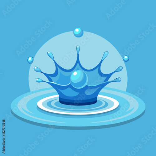 Clean Water Splash Crown Illustration for Purity Concept