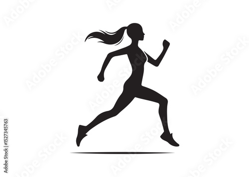 A Girl running Silhouette Vector