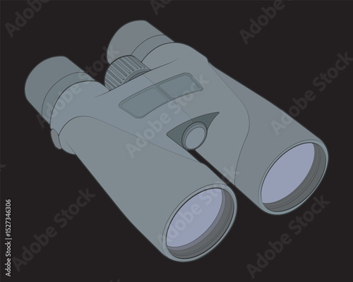 Hand drawn drawing Cartoon Vector illustration binocular Isolated on black Background.
