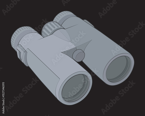 Hand drawn drawing Cartoon Vector illustration binocular Isolated on black Background.
