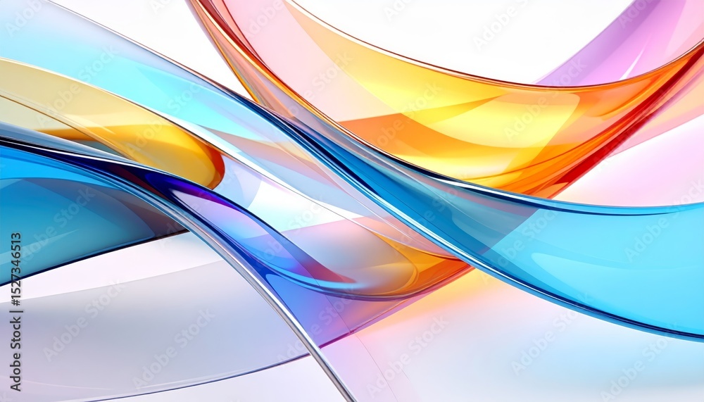 Fototapeta premium captivating abstract 3D glass reflections with smooth curves and hues on a white background