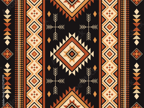 Fabric pattern, seamless ethnic geometric pattern, tribal background
