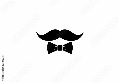 Black mustache and bow tie