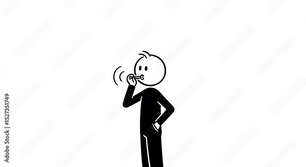 Stick Figure Whistling Loudly: A Bold Call for Attention, Signaling Urgent Announcements or Capturing Momentary Pause, Simple Black and White Art Stick Figure Whistling Loudly: A Bold Call for Attention, Signaling Urgent Announcements or Capturing Momentary Pause, Simple Black and White Art