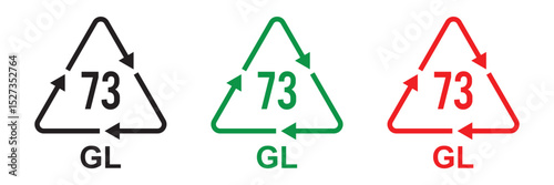 Recycling code vector icon set. Recycle icons set. Plastic, Batteries, Paper, Metals, Organic Biomatters, Glass and composites symbols. Recycling codes for plastics, recycle, vector, icons in eps 10.