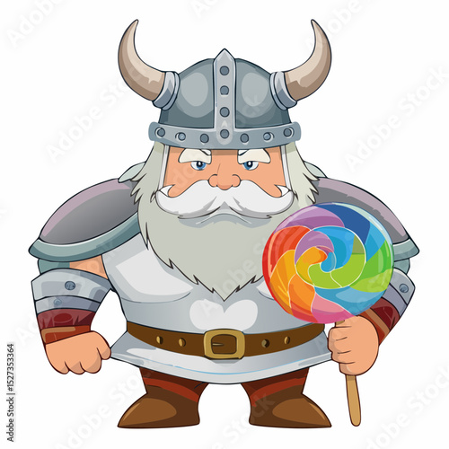 Chubby Viking warriors clutching lollipops — a hilarious mashup of fierce and sweet, perfect for fun and quirky t-shirt designs.