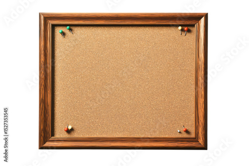 Corkboard with wooden frame and colorful push pins