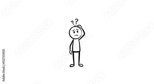 Lost Stick Figure Scratching Head: A Comical Conundrum, Symbolizing Confusion, Questioning, and the Quest for Clarity in Business and Life's Challenges.