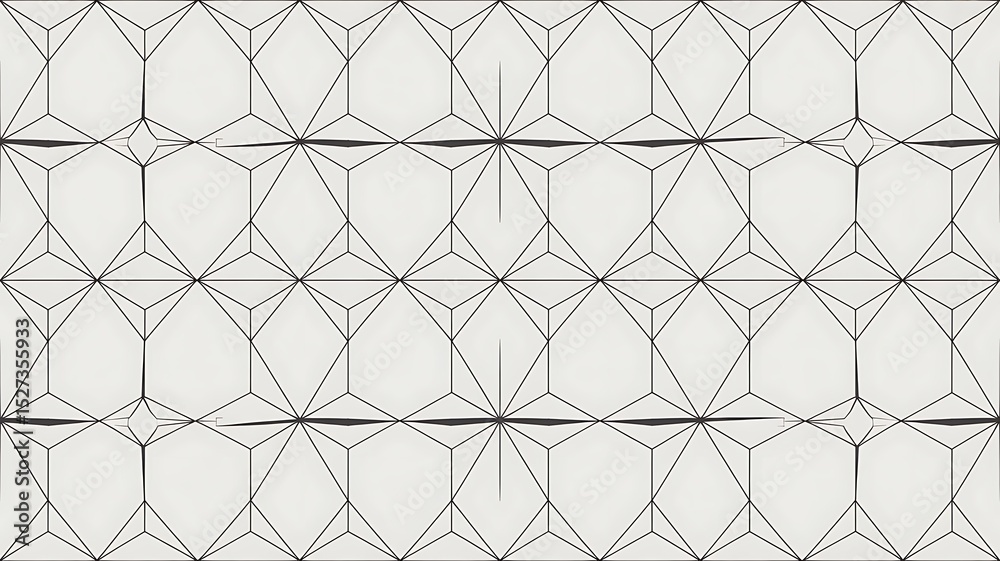 Fototapeta premium Geometric pattern with repeating hexagonal and triangular shapes, creating a symmetrical and minimalist design.
