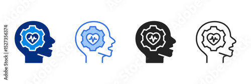 Psychology Icon Set Multiple Style Vector Illustration