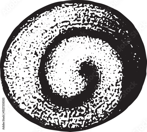 A striking black and white spiral pattern with intricate texture, resembling a seashell or vortex. Its bold contrast and symmetry make it ideal for artistic, decorative, and abstract concepts
