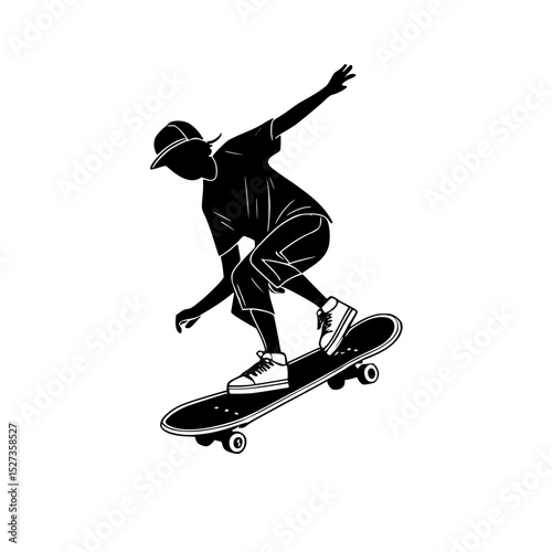 Urban Motion: Dynamic Skateboarder Vector Illustration