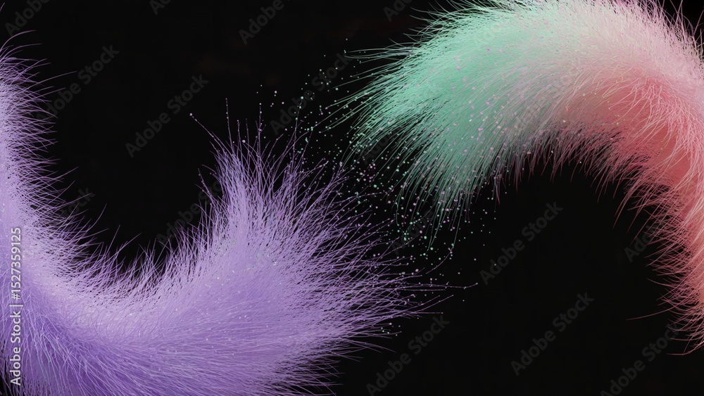 Obraz premium Flowing Pastel Fur Ribbons on Black — Abstract Motion Energy