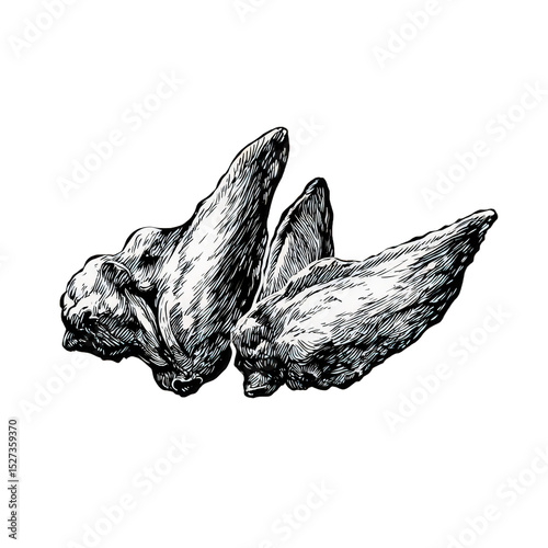 A cluster of chicken wings isolated on transparent background