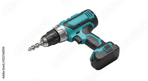 Foto Cordless Drill with Drill Bit on Black Background: A Powerful Tool for Construct