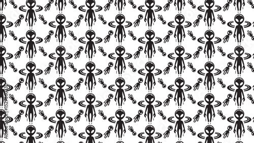 seamless pattern with alien cartoons