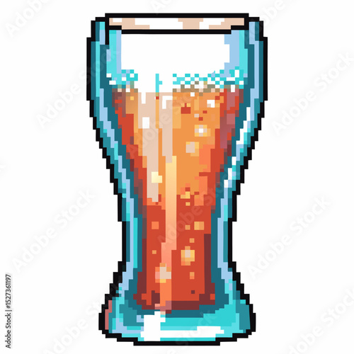 pixel art of a full glass with sparkling beverage digital illustration, retro video game