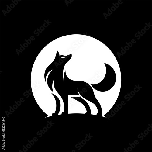 logo vector wolf, fox, and jackal logo icons in button style on black background