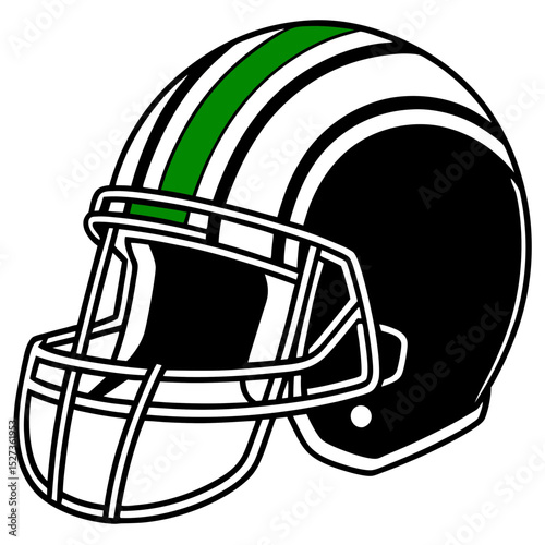 Classic Black and Green Football Helmet Illustration