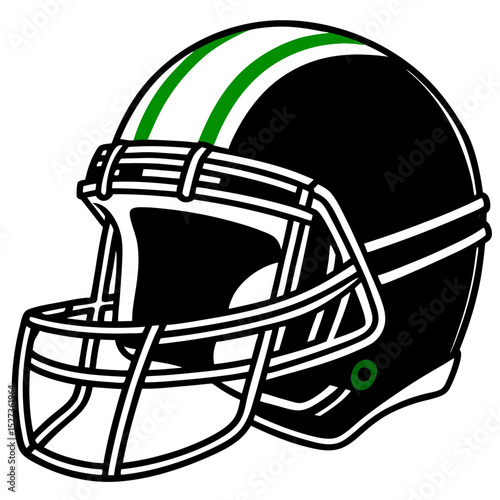 Black and Green Football Helmet Illustration Graphic
