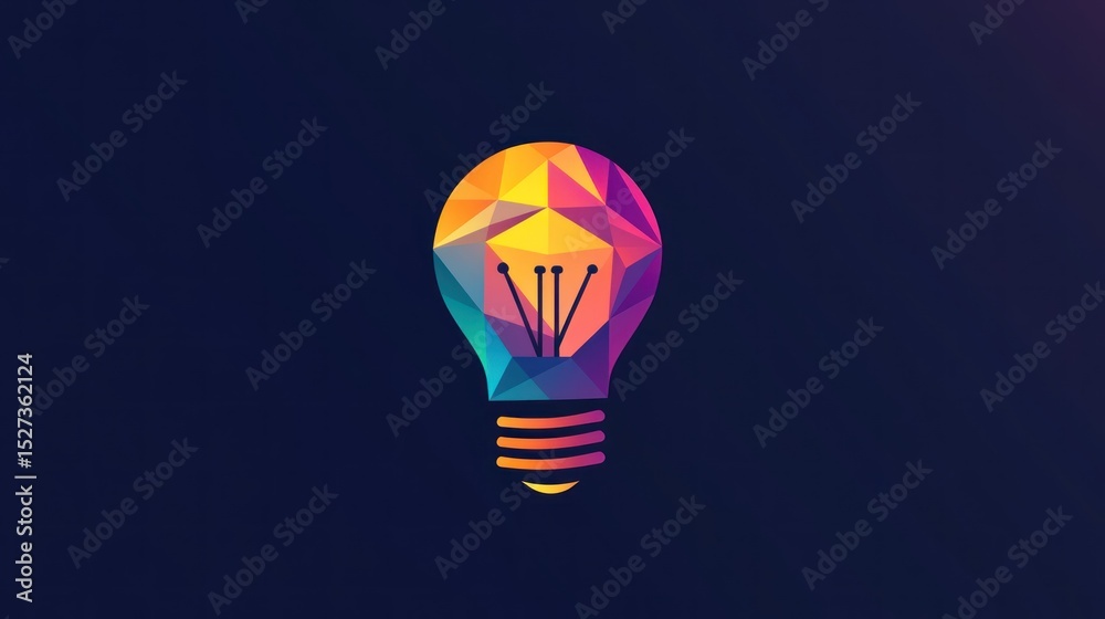 Fototapeta premium Geometric lightbulb, vibrant colours
